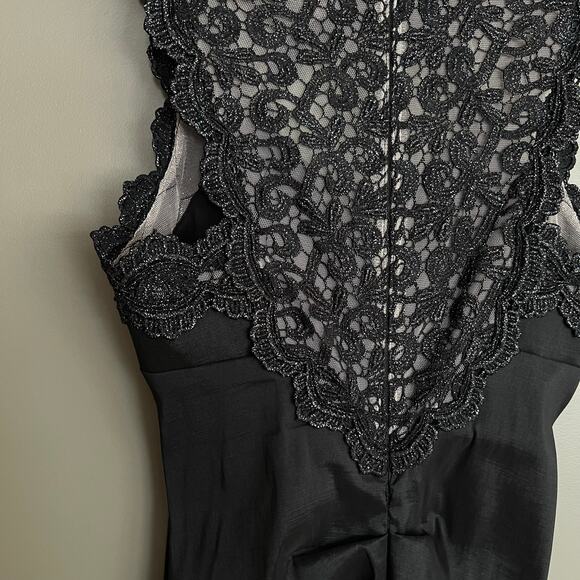 NWT Xscape Lace Taffeta Mermaid Gown Black Size 8‎ Maxi Dress Metallic Elegant - Picture 12 of 16